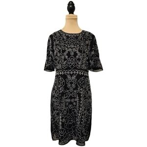 Needle & Thread Black Silver Beaded Dress Sz 8